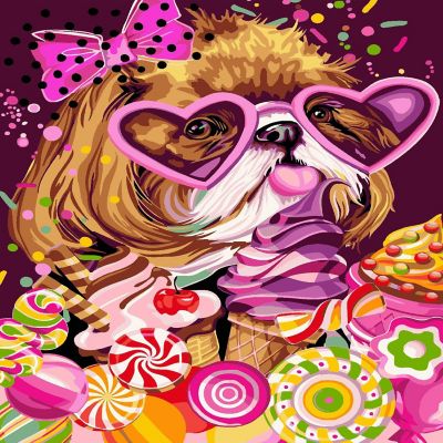 Crafting Spark (Wizardi) - Painting by Numbers kit Crafting Spark Celebration Sweet Eater R008 19.69 x 15.75 in Image 1