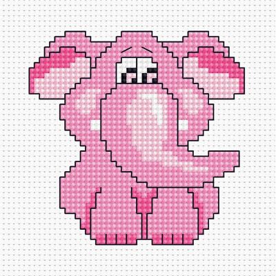 Crafting Spark (Wizardi) - Pink Elephant B042L Counted Cross-Stitch Kit Image 1