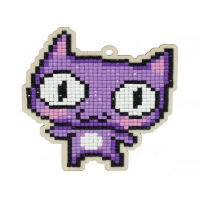 Crafting Spark (Wizardi) - Purple Cat WWP363 Diamond Painting on Plywood Kit Image 1