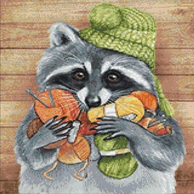 Crafting Spark (Wizardi) - Racoon with Threads CS2576 15.8 x 19.7 inches Crafting Spark Diamond Painting Kit Image 1