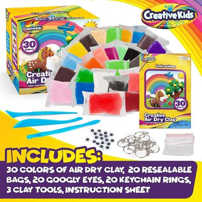 Creative Kids Air Dry Clay Modeling Crafts Kit For Children - Super Light Nontoxic - 30 Vibrant Colors & 3 Clay Tools Image 3