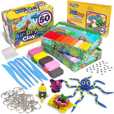 Creative Kids Air Dry Clay Modeling Crafts Kit - Super Light Nontoxic - 50 Vibrant Colors & 6 Clay Tools Image 1