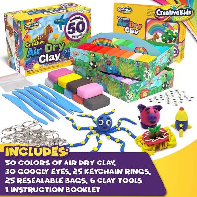 Creative Kids Air Dry Clay Modeling Crafts Kit - Super Light Nontoxic - 50 Vibrant Colors & 6 Clay Tools Image 3