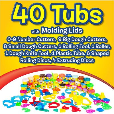 Creative Kids Kiddy Dough Multi Color 40 Pack of Bulk Dough & Clay Pack  (1oz Tubs - 40oz Total) Image 3