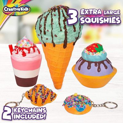 Creative Kids Paint Your Own Squishies Kit - Color 3 Jumbo & 2 Keychain Size Squishies Ages 6+ Image 2