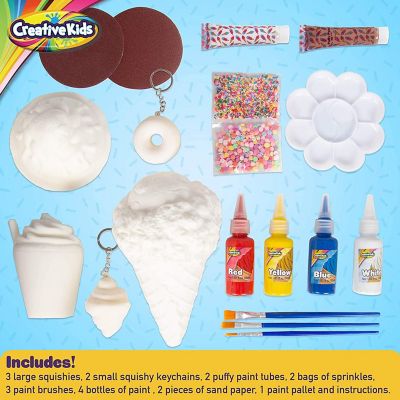 Creative Kids Paint Your Own Squishies Kit - Color 3 Jumbo & 2 Keychain Size Squishies Ages 6+ Image 3