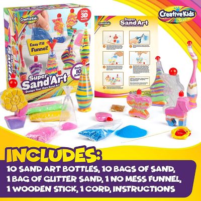 Creative Kids Sand Art Activity Kit for Kids - 10 Sand Art Bottles and 10 Colored Cool Sand Bags Age 6+ Image 3
