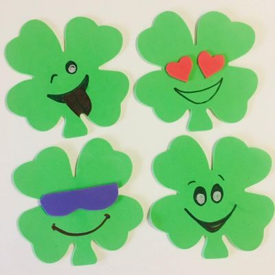 Creative Shapes Etc. - Large Assorted Color Creative Foam Craft Cut-outs - Assorted Green Four Leaf Clover Image 3