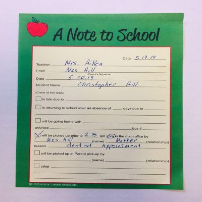 Creative Shapes Etc. - Note To School - Notes To Parents Image 1