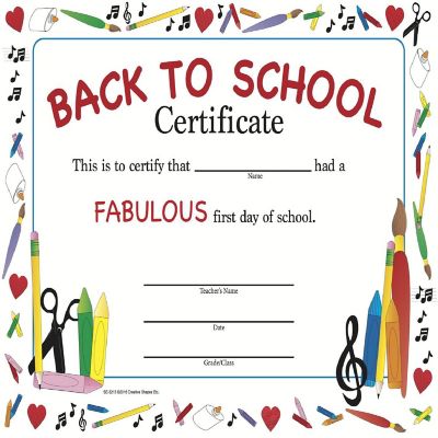 Creative Shapes Etc. - Recognition Certificate - Welcome Back To School Image 1