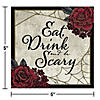 Creepy Eat Drink and Be Scary Halloween Beverage Napkin Image 1