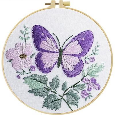 Cross Stitch Kits for Beginners Butterfly - 20cm with Frame Image 1