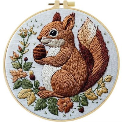 Cross Stitch Kits for Beginners Squirrel - 20cm with Frame Image 1
