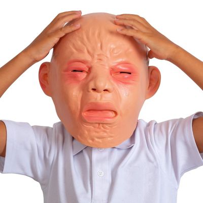Crying Baby Costume Mask - Angry Crybaby Funny Lifelike Rubber Face Mask Accessories for Costumes for Adults and Children Image 1
