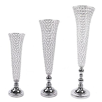 Crystal Beaded Trumpet Vases Image 1