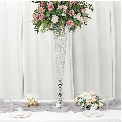 Crystal Beaded Trumpet Vases Image 1