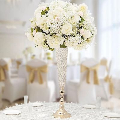 Crystal Beaded Trumpet Vases Image 2