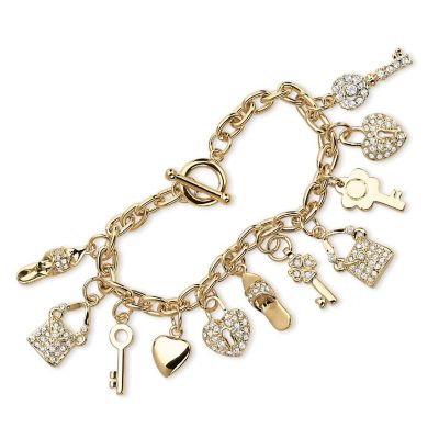 Crystal Gold-Plated Charm Bracelet Size Image 1