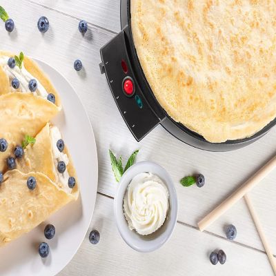 CucinaPro 12" Griddle & Crepe Maker, Non-Stick Electric Crepe Pan w Batter Spreader & Recipe Guide- Dual Use for Blintzes Eggs Pancakes, Portable Image 2