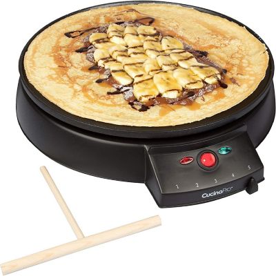 CucinaPro 12" Griddle & Crepe Maker, Non-Stick Electric Crepe Pan w Batter Spreader & Recipe Guide- Dual Use for Blintzes Eggs Pancakes, Portable Image 3