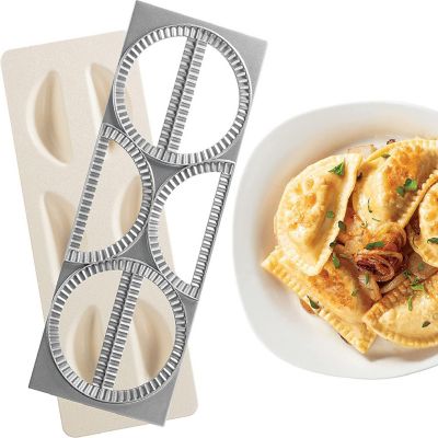 CucinaPro Pierogi Maker w Tray and Press - Makes 6 Pierogis, Dumplings, Potstickers or Pastry at Once - Stainless Steel, Durable Construction, Portable Set and Image 1