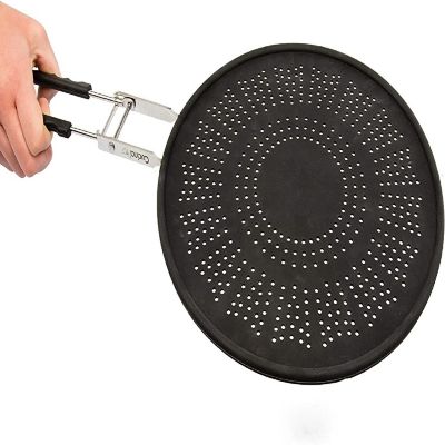 CucinaPro Silicone Splatter Screen- Multi Use XL 11.5" Oil and Grease Shield Guard and Strainer w Foldable Handle for Easy Storage - Fits Most Frying Pans Image 3