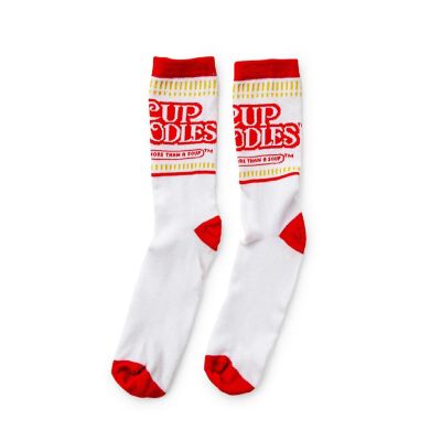 Cup Noodles White Knit Unisex Crew Socks  Shoe Size 8-12, Sock Size 10-13 Image 1