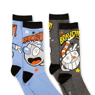 Cuphead Adult Crew Sock  Cuphead and Mugman Socks  2-Pack Bravo and Knockout Image 2