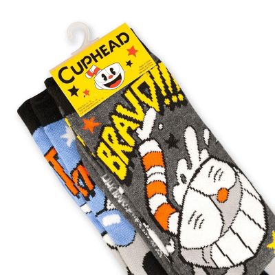 Cuphead Adult Crew Sock  Cuphead and Mugman Socks  2-Pack Bravo and Knockout Image 3