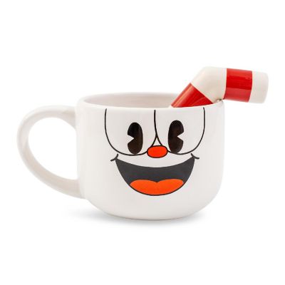 Cuphead Ceramic Coffee Mug and Straw  Holds 20 Ounces Image 1