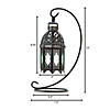 Curled Metal Stand With Black Moroccan Candle Lantern 13" Tall Image 2