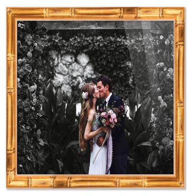 CustomPictureFrames.com 18x18 Frame Gold Bamboo Picture Frame Modern Photo Frame Includes UV Acrylic Front Acid Free Foam Backing Board Hanging Hardware Image 1