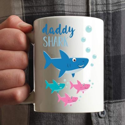 Daddy Shark Coffee Mug 2 Girls 1 Boy Image 1