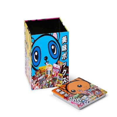 Dagashi Anime Otaku Japanese Snacks 4 x 4 Inch Tin Storage Box Image 1