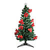 DAK 5' Pre-Lit Medium Fiber Optic Artificial Christmas Tree with Red Poinsettias - Multicolor Lights Image 1