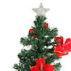 DAK 5' Pre-Lit Medium Fiber Optic Artificial Christmas Tree with Red Poinsettias - Multicolor Lights Image 2