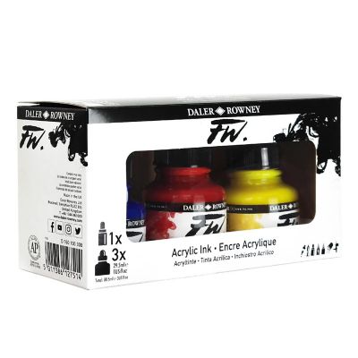 Daler-Rowney FW Acrylic Ink Set 3/Pkg-Primary Image 1