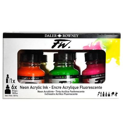 Daler-Rowney FW Acrylic Ink Set 6/Pkg-Neon Image 1