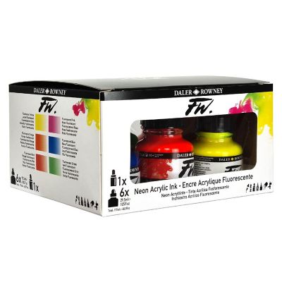 Daler-Rowney FW Acrylic Ink Set 6/Pkg-Neon Image 1