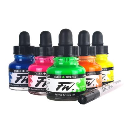 Daler-Rowney FW Acrylic Ink Set 6/Pkg-Neon Image 3