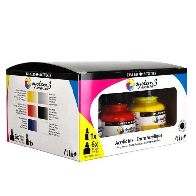 Daler-Rowney System3 Acrylic Ink Introduction Set 6/Pkg-Assorted Colors Image 1