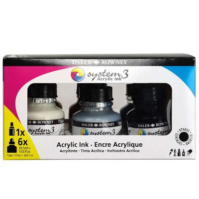Daler-Rowney System3 Acrylic Ink Introduction Set 6/Pkg-Assorted Colors Image 2