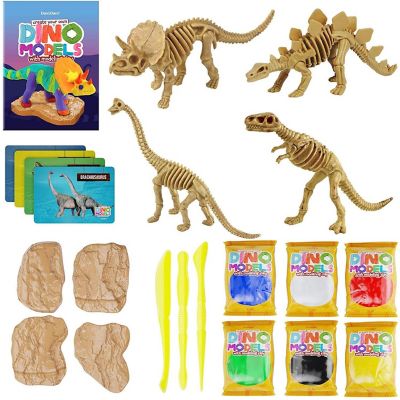Dan&Darci - Dino Models, Clay Craft Kit - Build a Dinosaur Gifts for Boys & Girls - Build 4 Dinos with Air Dry Magic Modeling Clay Model Set Image 2
