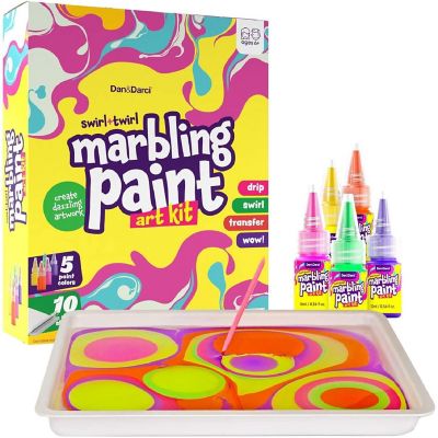 Dan&Darci - Marbling Paint Art Kit for Kids - Arts and Crafts for Girls & Boys Ages 6-12 - Craft Kits Art Set - Best Tween Paint Gift Ideas for Kids Activities Age 4 5 6 7 8 9 10 Year Old - Marble Painting Kits Image 1
