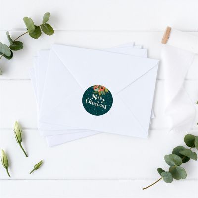 Dark Aqua Christmas Pine Gift Labels Image 1