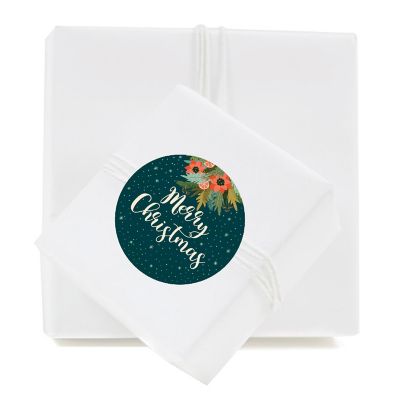 Dark Aqua Christmas Pine Gift Labels Image 2