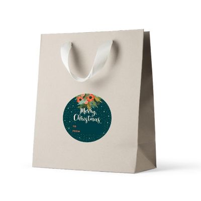 Dark Aqua Christmas Pine To/From Labels Image 1