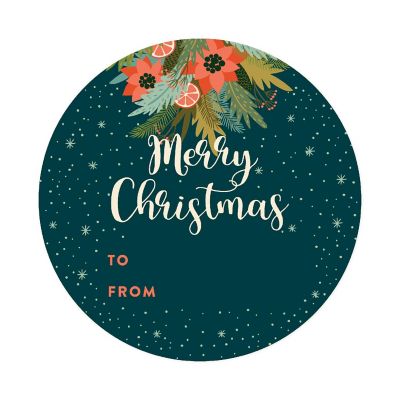 Dark Aqua Christmas Pine To/From Labels Image 3