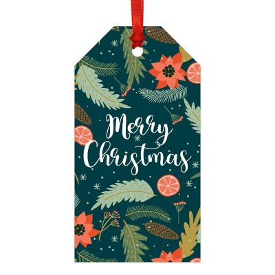 Dark Aqua Pine Cones Christmas Gift Tags Image 3