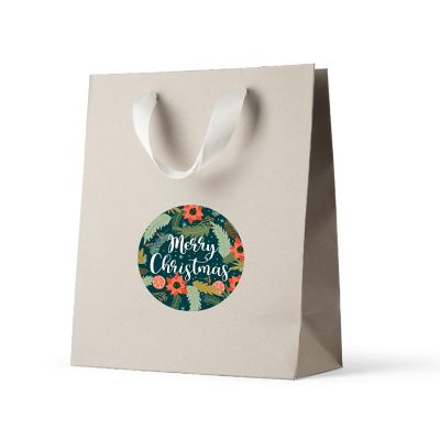 Dark Aqua Pine Cones Xmas Circle Labels Image 1